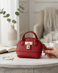 Mini Burgundy PU Leather Bag - Bag Charm