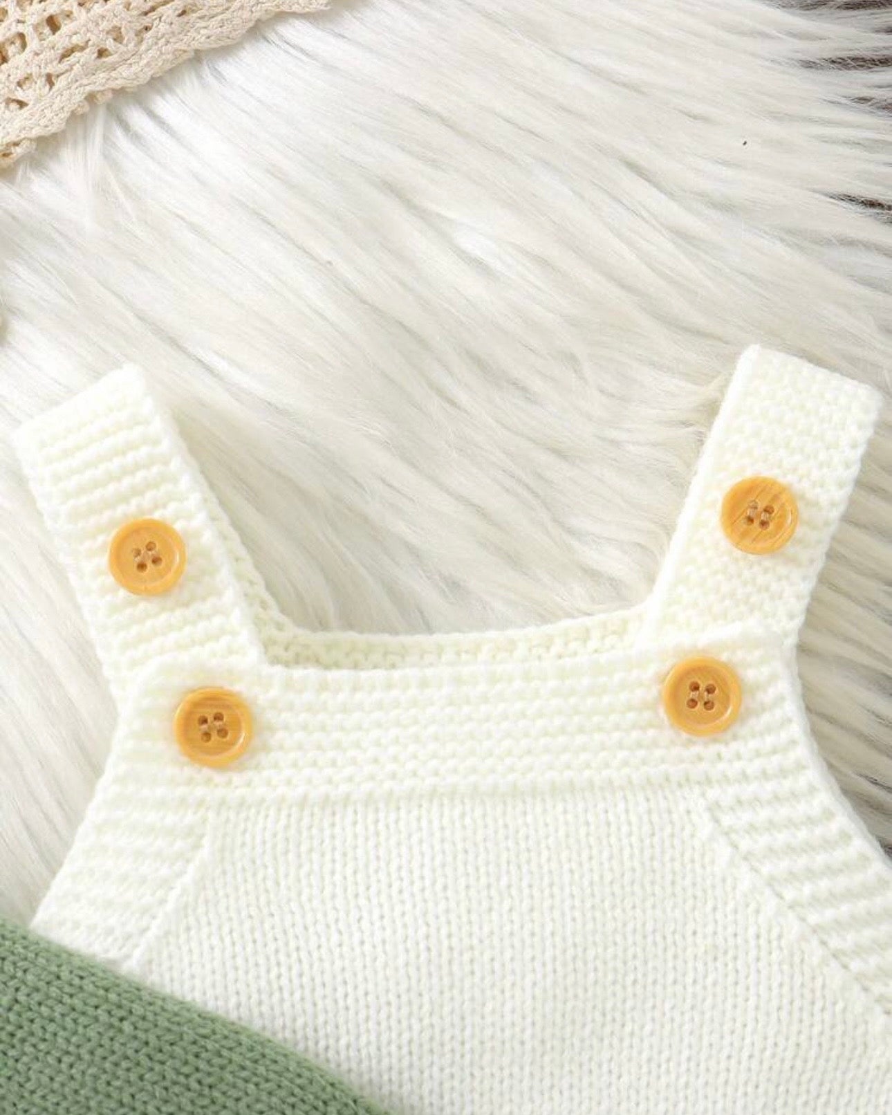 Newborn Baby Green and White Striped Cardigan + Suspender Romper
