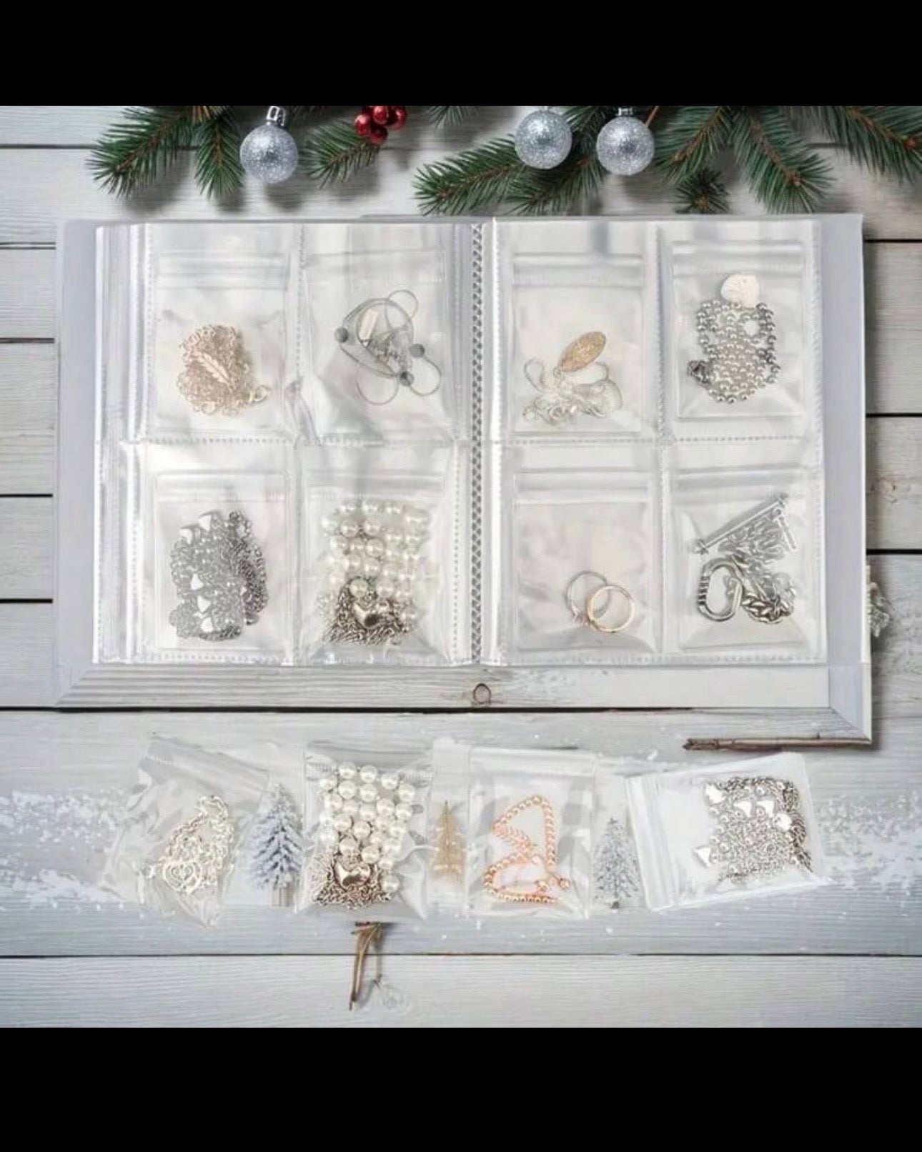 4-Grid 160-Card Portable Jewelry Storage Book with 40 Sealing Bags