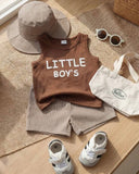 Baby Boys 3pc Brown Letter Print Tank Top, Shorts & Hat Set