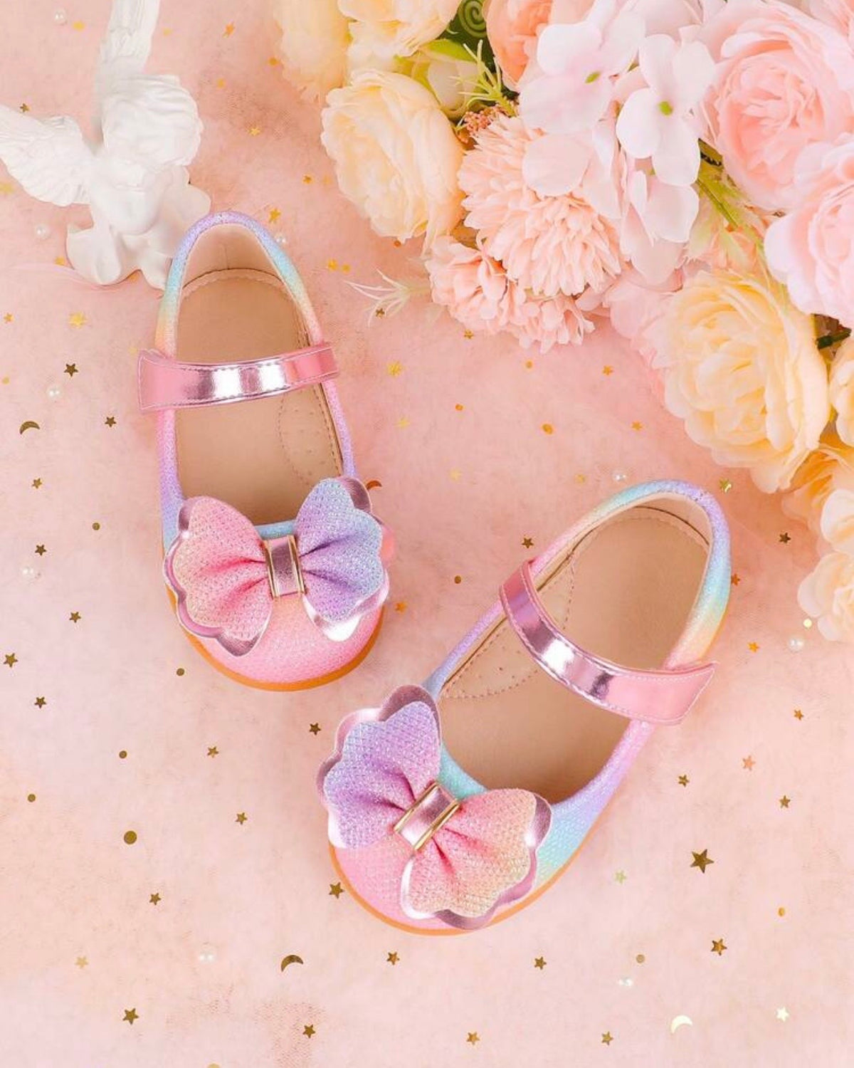 Girls Premium Rainbow Bow Shoes