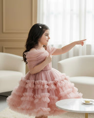 Pink Sequin Off-Shoulder Mesh Princess Dress