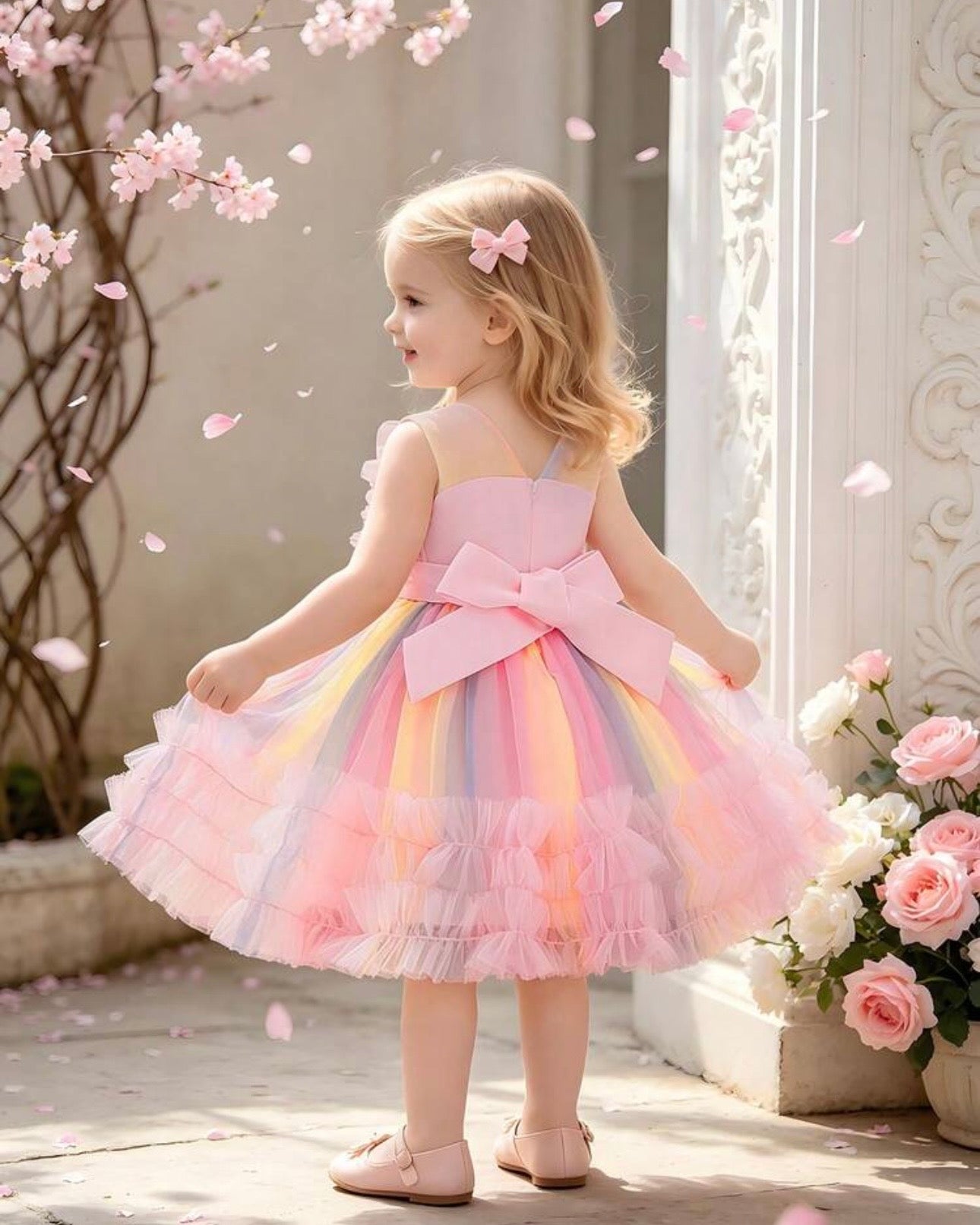 Baby Girl 3D Flower Dreamy Colorful Tulle Dress