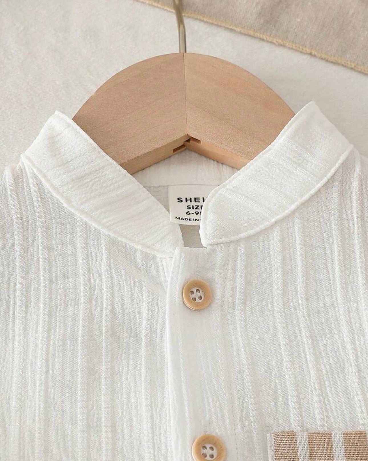 2PCS Baby Boy White and Brown Retro Casual Set