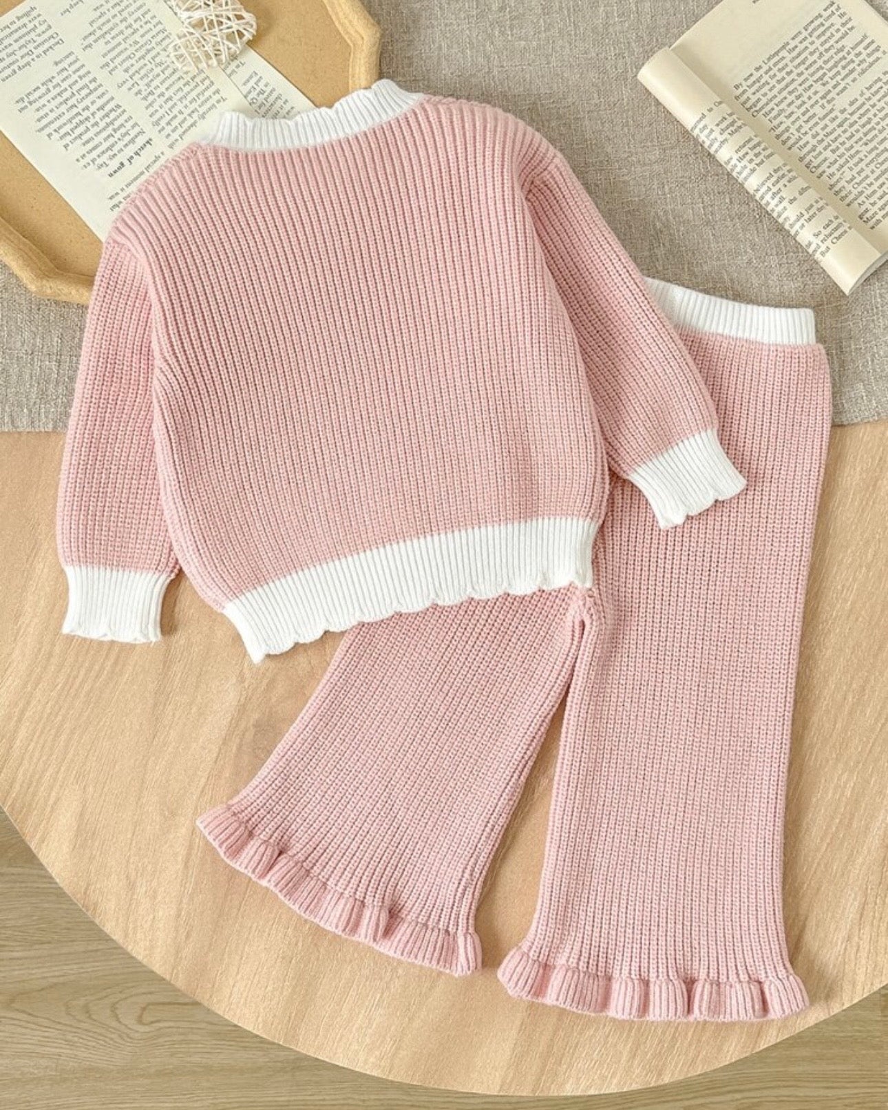 2Pc Baby Girl Pink Sweater co-ord Set