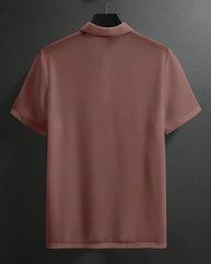 Men’s Rust Colour Half Sleeve Casual  Textured Polo Shirt – Summer