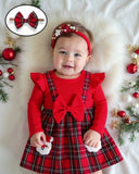 Baby Girls Christmas Ribbed Ruffle Bow Santa Claus + Bow Hair Scrunchie