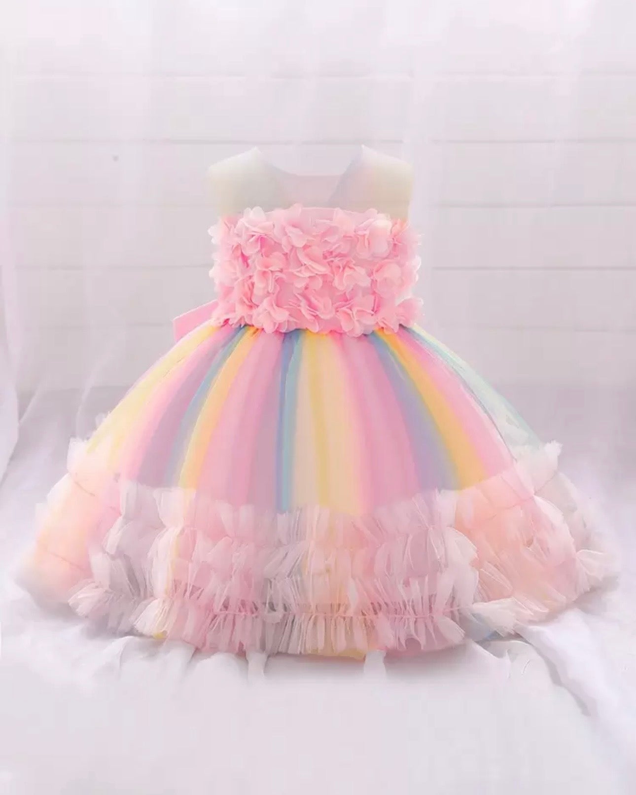 Baby Girl 3D Flower Dreamy Colorful Tulle Dress