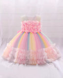 Baby Girl 3D Flower Dreamy Colorful Tulle Dress