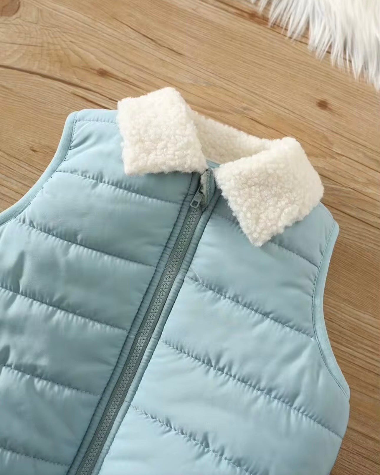 Baby Boy sweatshirt, fleece-lined pants, and Sky Blue vest jacket