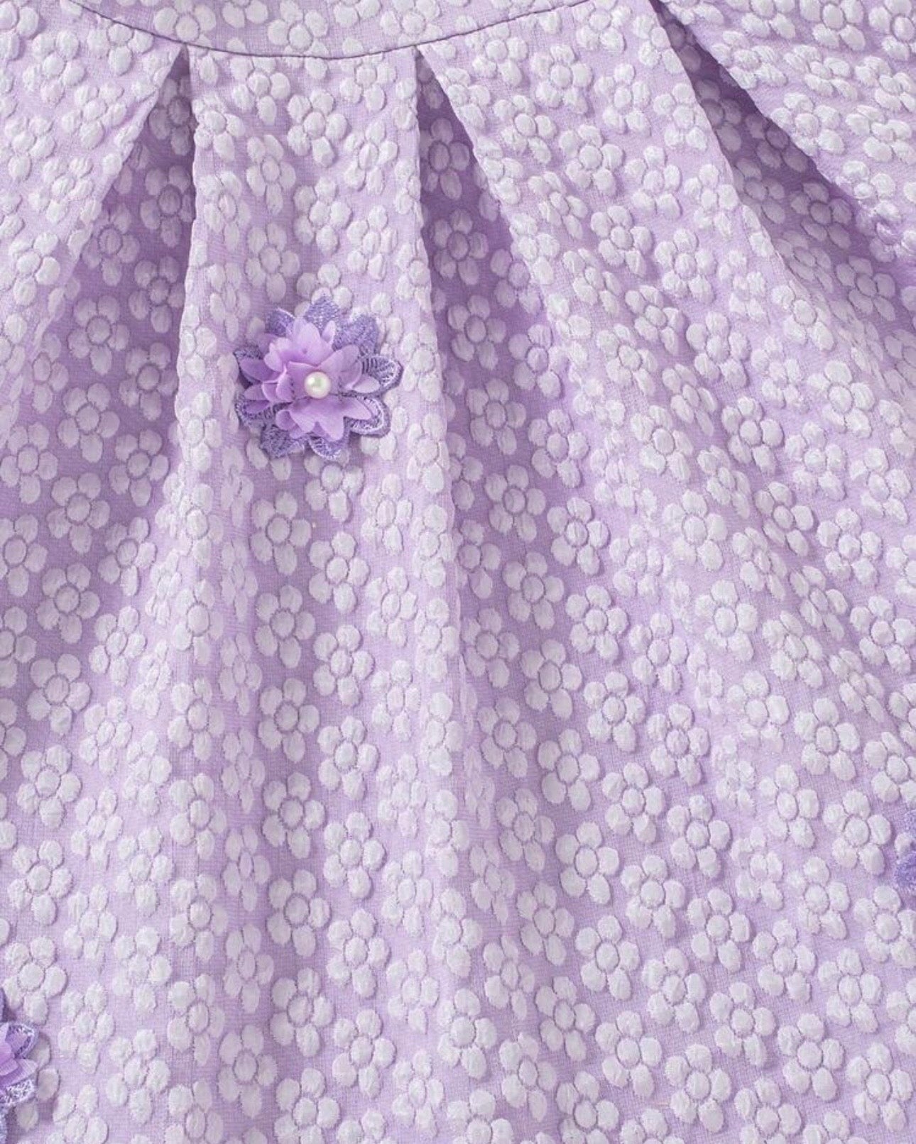 Girls Lilac Chiffon Floral Dress – Puffy Sleeve Princess Party Dress, Elastic Waist Summer Outfit for Kids