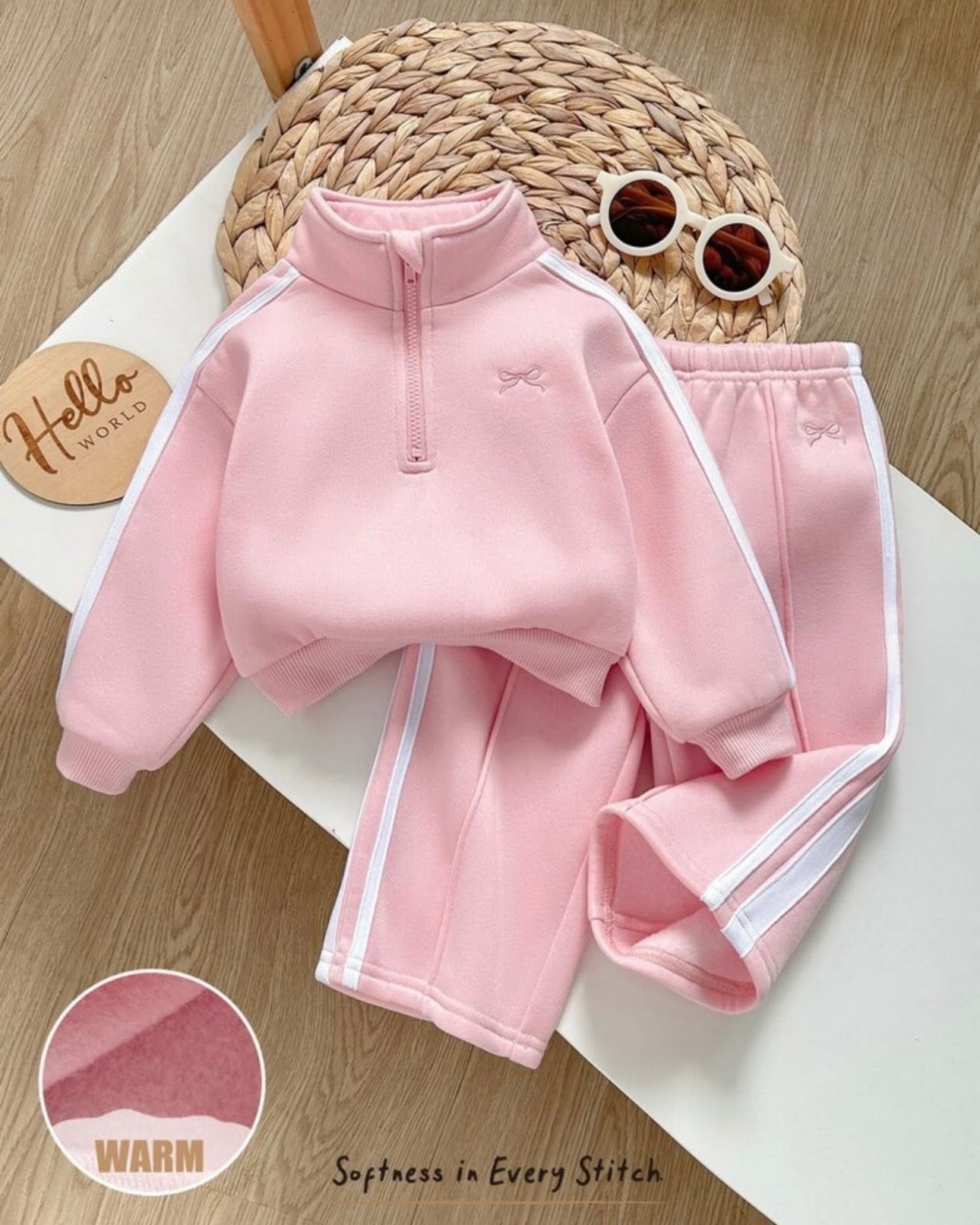 Baby girls Fleece 2pc Zipper Hoodie & Lon Pants - Track Suit