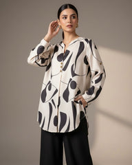 Black Printed Co-Ord Set – Elegant Shirt & Pants 2PCS