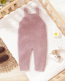 Baby Girl Pink 3D Bow Decor Knitted Strap Jumpsuit