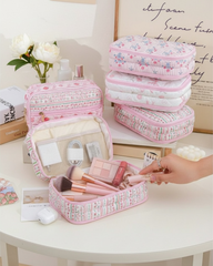 Multicolor Floral Quilted Vanity Organizer Bag