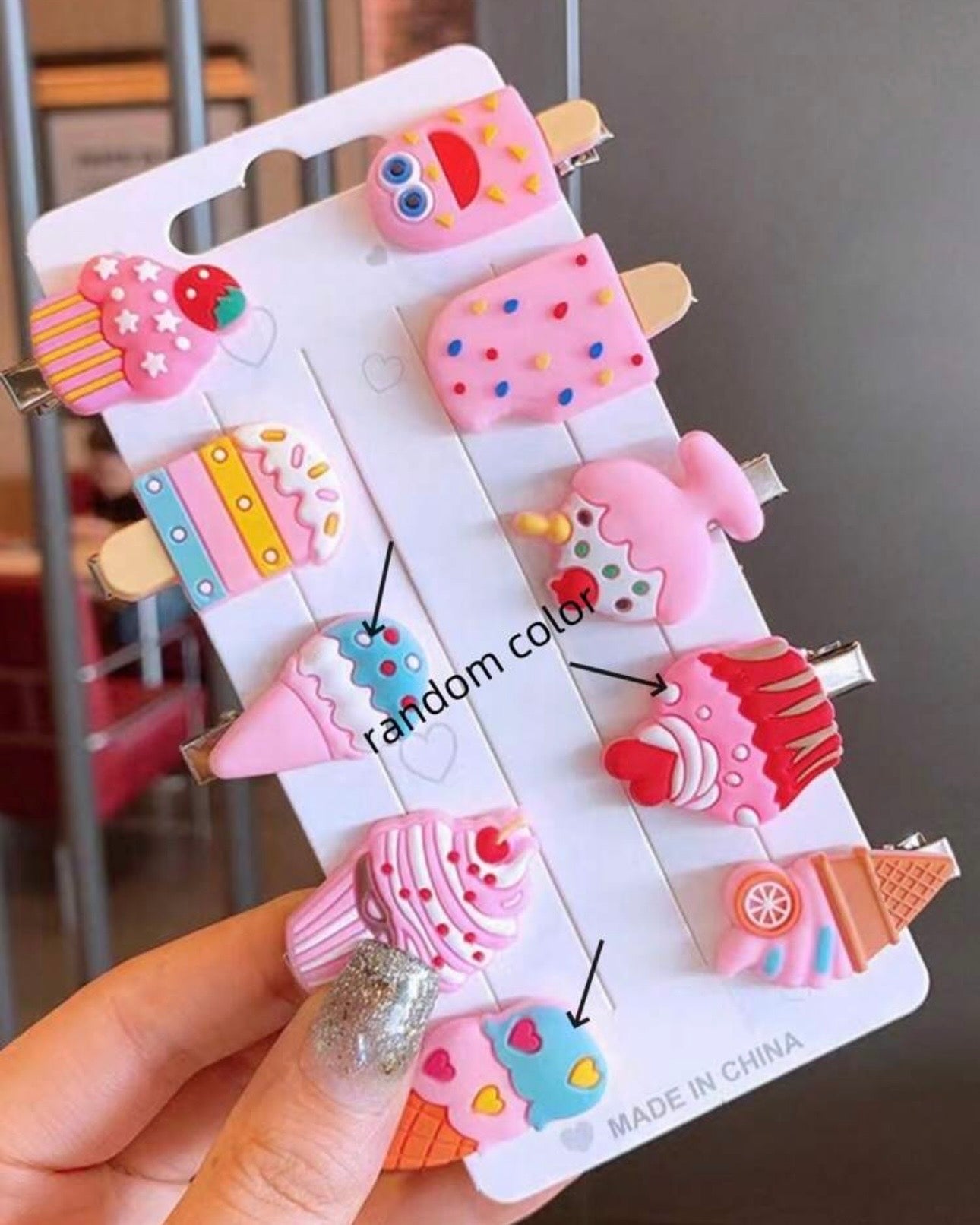 10pcs/Set Colorful Ice Cream Hair Clips For Girls