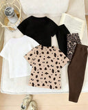 Girls 6-Piece Cute Print T-Shirt & Leggings Set