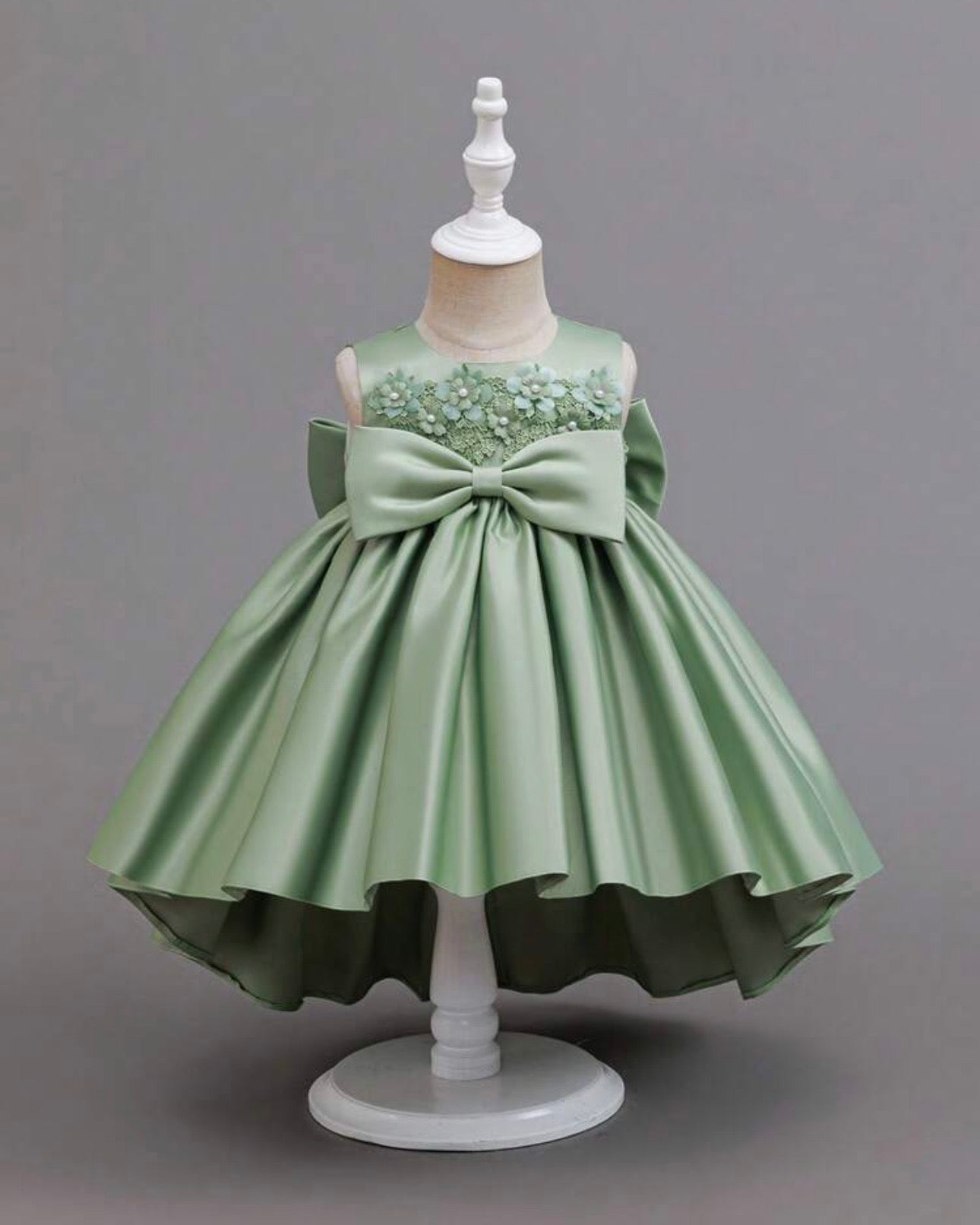 Green Rose Bow Princess Dress