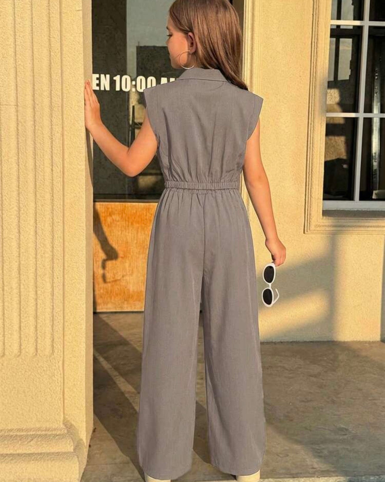 Tween Girls Collared Pocket Shirt & Straight Leg Pants Set