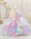 Girls  Premium Rainbow Fluffy Layered Tulle Dress