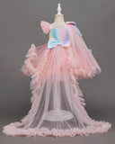 Baby Girls’ Rainbow Princess Trailing Dress | Birthday Party Gown