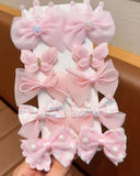 10pcs/Set Girls' Sweet Crown, Bow & Faux Pearl Decor Hair Clip Set