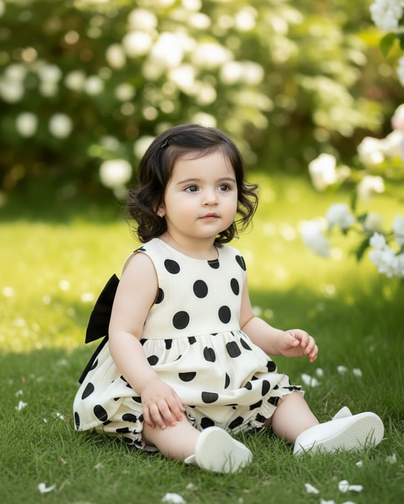 Baby Girl Polka Dot Back Bow Tank Top & Shorts Set
