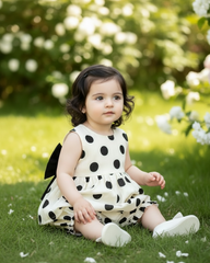 Baby Girl Polka Dot Back Bow Tank Top & Shorts Set