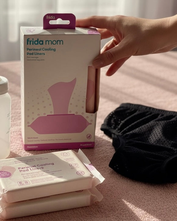Frida Mom Perineal Cooling Pad Liners – Full Coverage Medicated Vaginal Pads with Witch Hazel (24 in Pack)