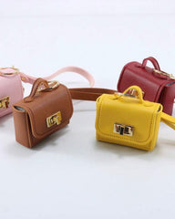 Plain Leather Mini Bag with Rotatable Lock (Yellow, Pink, Brown, Meroon)