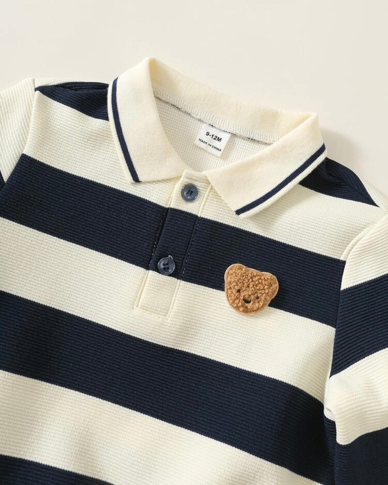 Baby Boy Cartoon Bear Striped Knitted 2-Piece Winter Outfit