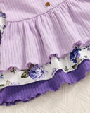 3PCS Purple Girls Ruffle Trim Camisole Tops Set