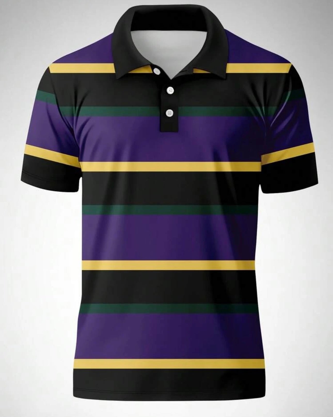 Men's Striped Purple Casual Short Sleeve Polo Shirt