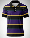 Men's Striped Purple Casual Short Sleeve Polo Shirt