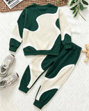 Young Boy Green Geometric Sweatshirt And Joggers Pants Set