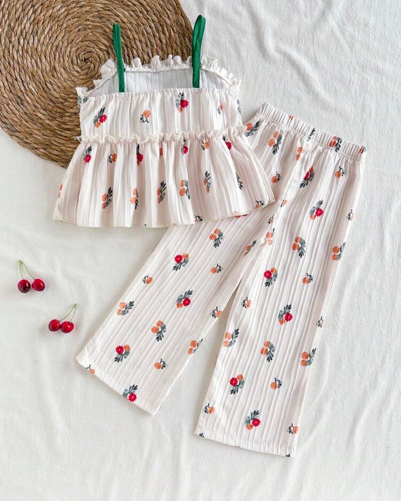 2pcs Girls Floral Camisole & Wide Leg Pants Set – 2pcs Summer Outfit