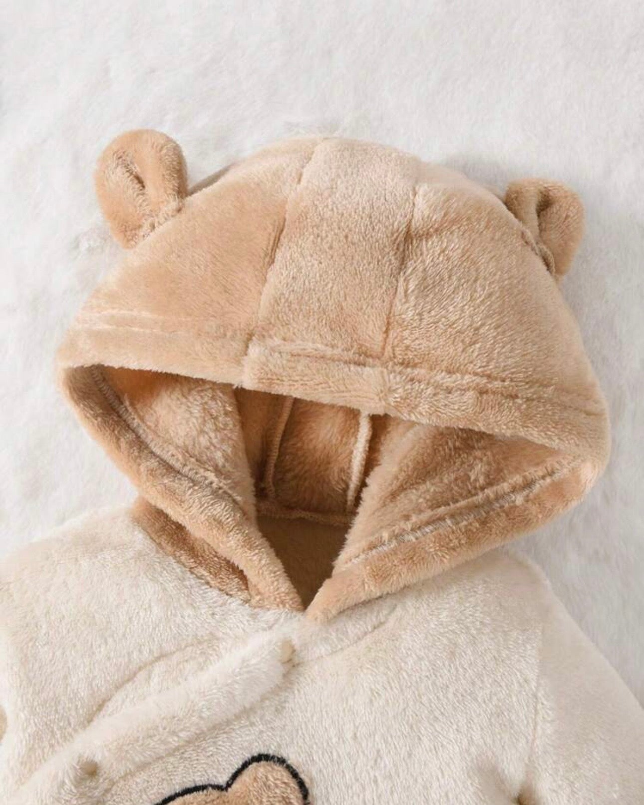 Cute Bear Pattern Long Sleeve Hooded Jumpsuit