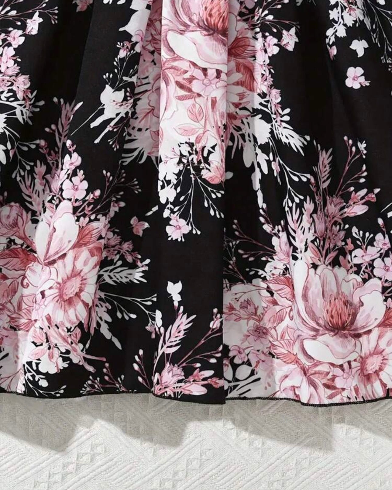 Sweet Black & Pink Floral Patchwork Dress – Summer Ready