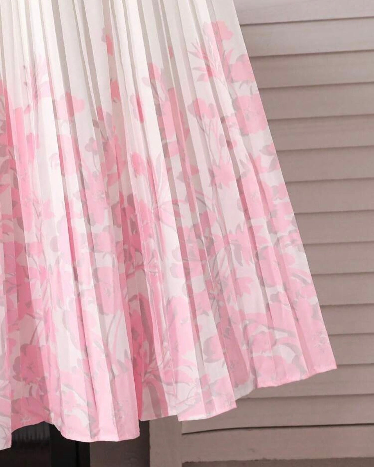 Teen Girls 2-Piece Pink Floral Print Pleated Dress & Cardigan Set