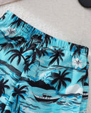 Boys 3pc Blue & White Stripe Summer Time Print Top, Coconut Tree Beach Shorts & Hat