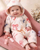 Bowknot Double-Sided Plush Baby Hooded Romper