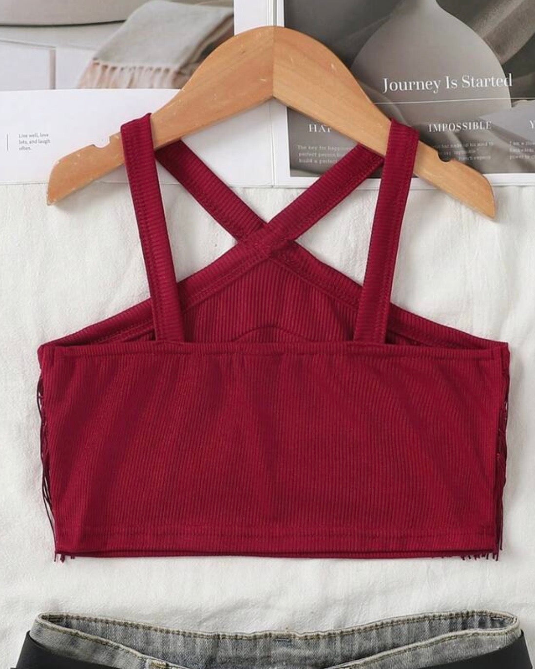 Girls Multi-Layer Tassel Halter Neck Summer Top