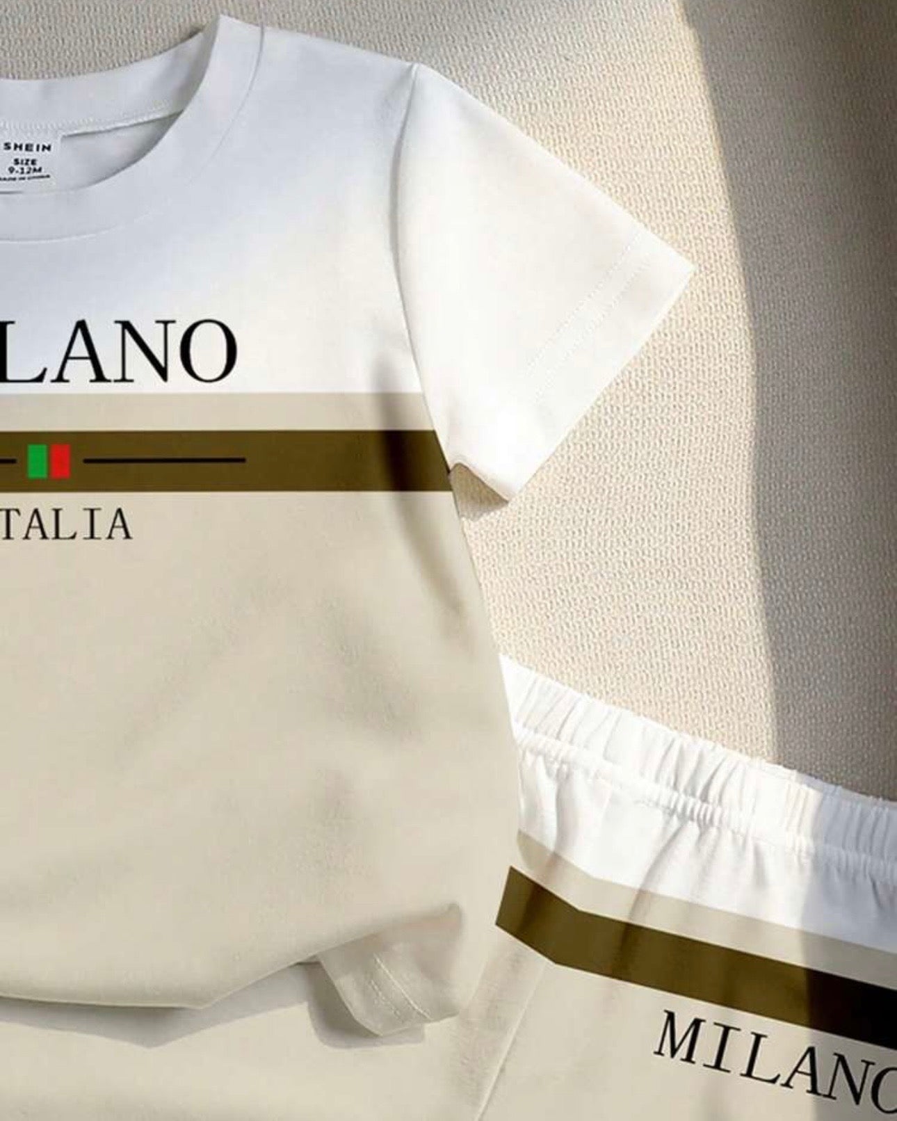 Baby Boy Color Block MILANO Print T-Shirt & Shorts 2pcs Set