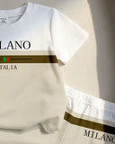 Baby Boy Color Block MILANO Print T-Shirt & Shorts 2pcs Set