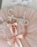 Baby Girls Pink Sequin Flower Mesh Party Princess Gown