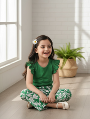 Girls’ Green Flutter Sleeve Co-Ord Set
