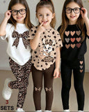 Girls 6-Piece Cute Print T-Shirt & Leggings Set
