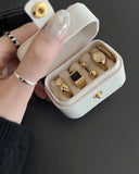 Mini Portable Leather Rings Box Type A (Black, Pink, White, Grey, Red, Sky Blue)