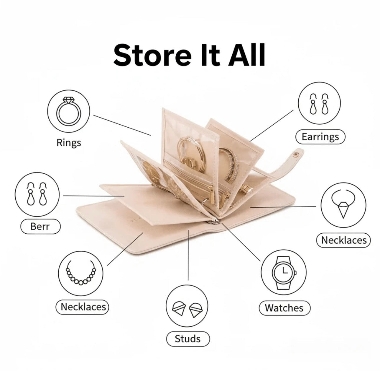 Travel PU Leather Jewelry Storage Book (4 Colours)