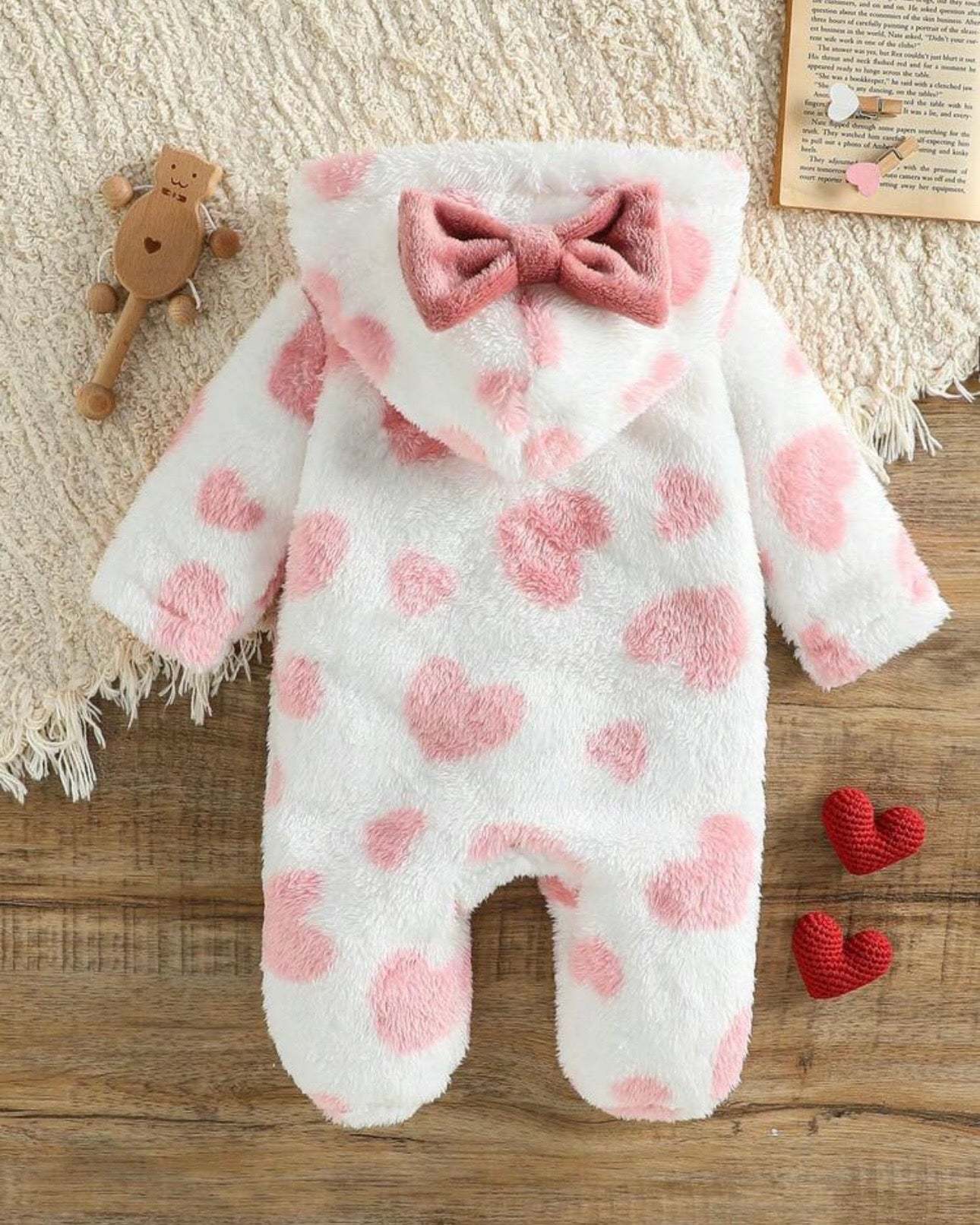 Pink Heart Winter Romper